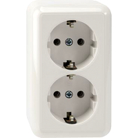 SCHUKO-Doppel-Steckdose, pw, AP