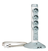 Steckdosenleisten Tower 4x Steckdose 2x Micro-USB Farbe: Sc