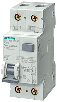 SIEMENS 5SU1354-7KK13 FI/LS-Schalter, 10 kA, 1P+N, Typ A, 30 mA, C-Char, In: 13 A, Un AC: 230 V