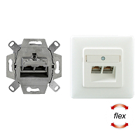 RUTENBECK 136112070 Anschlussdose 2-fach Cat 6a iso reinweiss