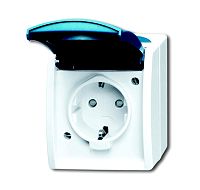 SCHUKO Steckdose Safety+ mit Klappdeckel 16 A grau/blaugr�n