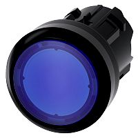 Leuchtdrucktaster, 22 mm, rund, Kunststoff, blau, Druckknopf