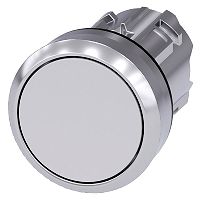 Drucktaster, 22mm, rund, Metall, hochglanz, wei�, Druckknopf
