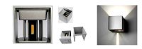 LED Au�enwandleuchte CUBE, silber 6W/ 3000K, 500lm, 300mA, 2
