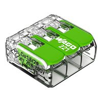 Verbindungsklemme mit Hebeln,f�r alle Leiterarten, max. 4mm transparent