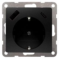 DELTA i-system carbonmetallicUSB-SCHUKO-Steckdose 2 USB A+C