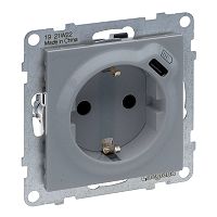 SEANO Schuko-Steckdose + USB-Cmit Steckklemmen, Farbe: Alum