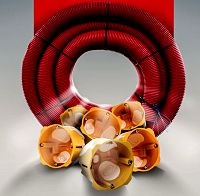 Ein Bund Kabelschutzrohre Kopoflex 50mm + 10 Stk. Hohlwanddose Gr