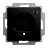 SCHUKO Steckdosen-Einsatz mitAufdruck EDV Safety+ schwarz m